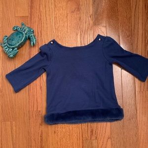 NWOT Janie and Jack blue furry tunic shirt.